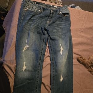 Miss Me Mid-Rise Cuffed Skinny Jeans in Blue Size 31